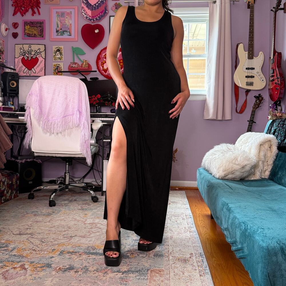 Vintage 90s black stretchy maxi dress
